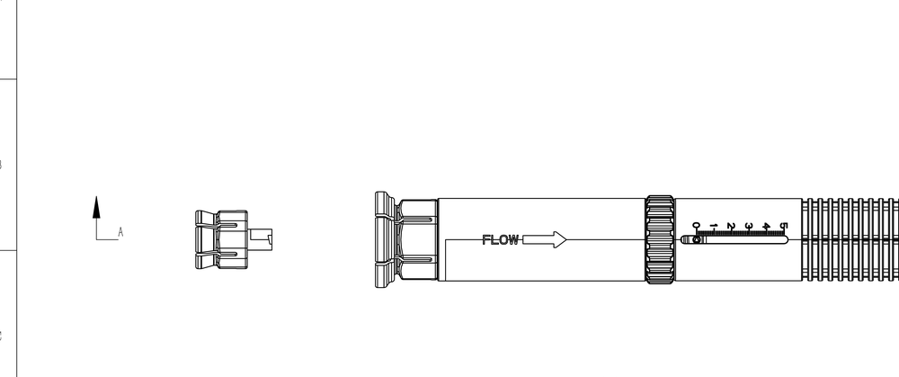 ISOBAR Ø1 technical drawing — dual-vial fluid transfer unit with flow channel and vent